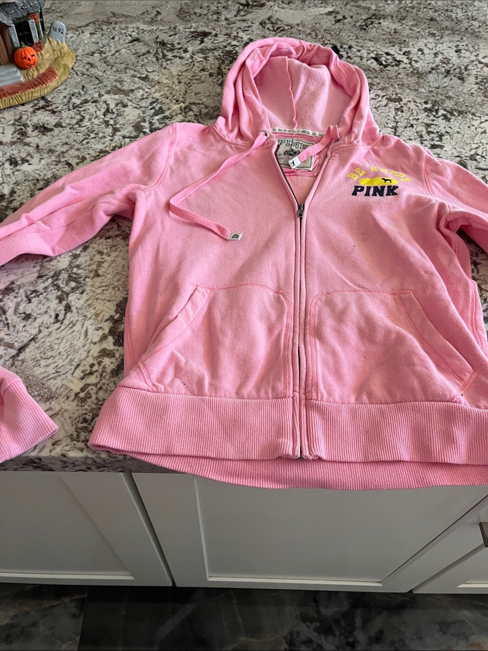 PINK Victoria's Secret Light Pink Zip Hoodie with Logo
